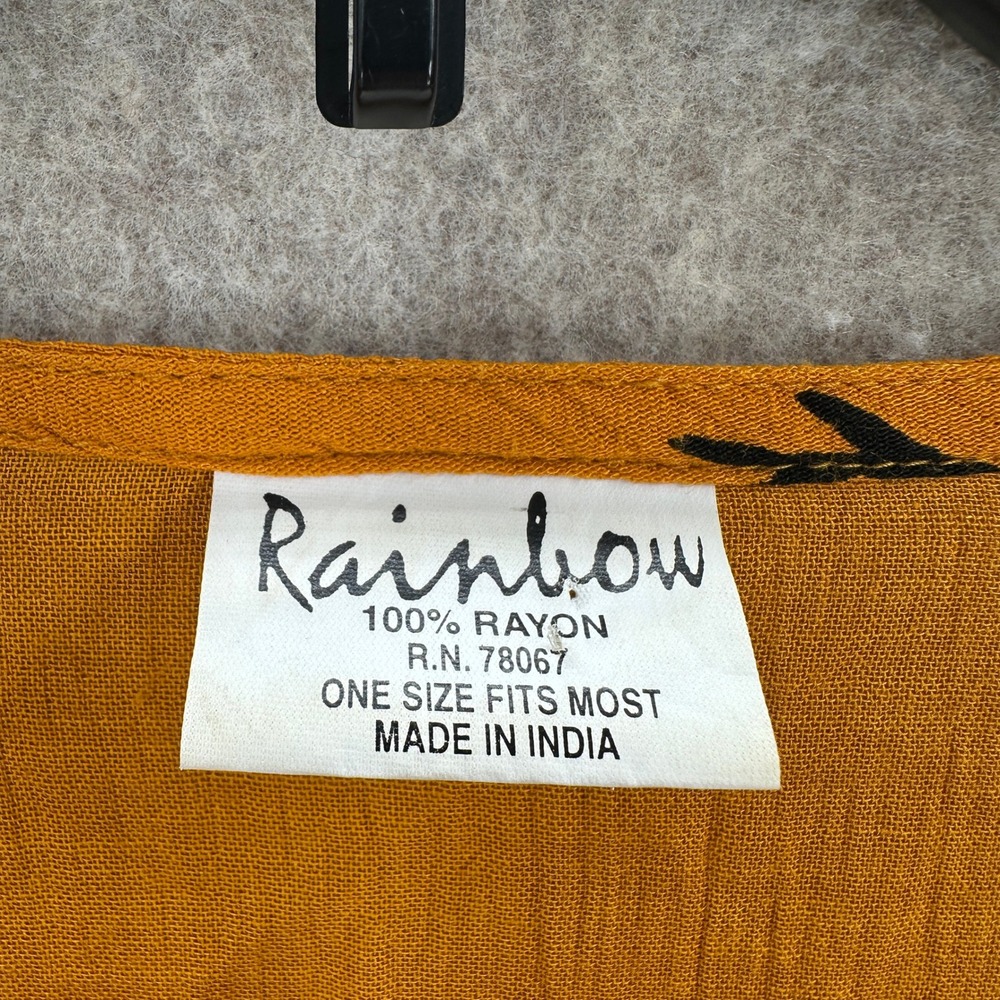 Rainbow Mustard African Tribal Print Rayon Open Kimono Oversized Boho OSFM India - Picture 7 of 8